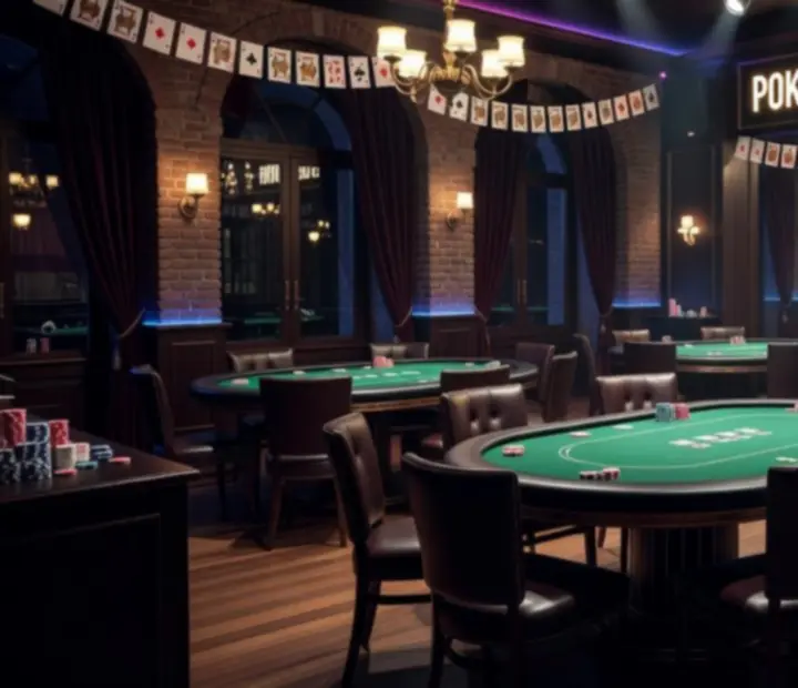 Srovnání běžného podniku a jeho večerní proměny na tematický pokerový event.