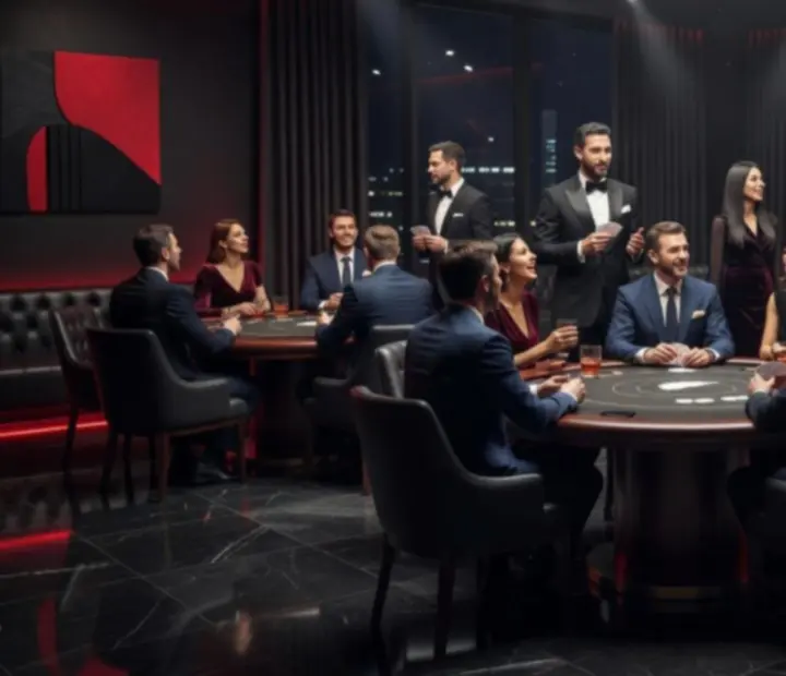 Tematická firemní pokerová akce v ambientně nasvětleném lounge prostředí